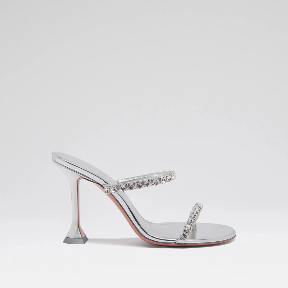 Gigi Slipper 95 Silver Mirror And White Crystals
